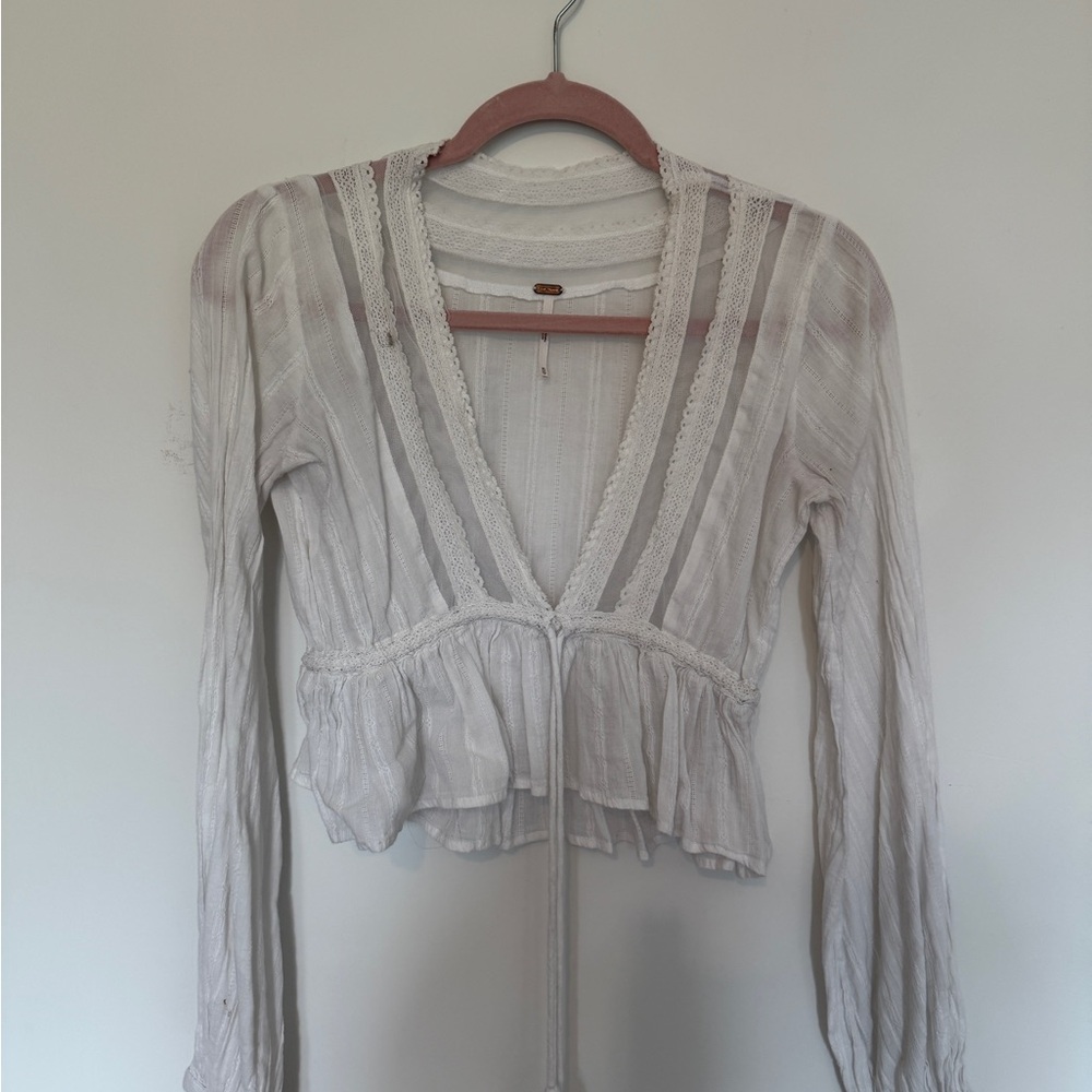 Free People Cream Lace Crop Top
